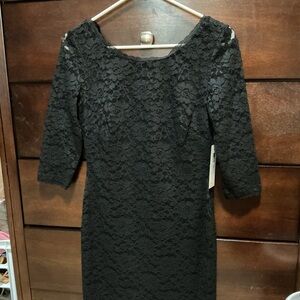 Classic Black Lace Sheath Dress - Women
